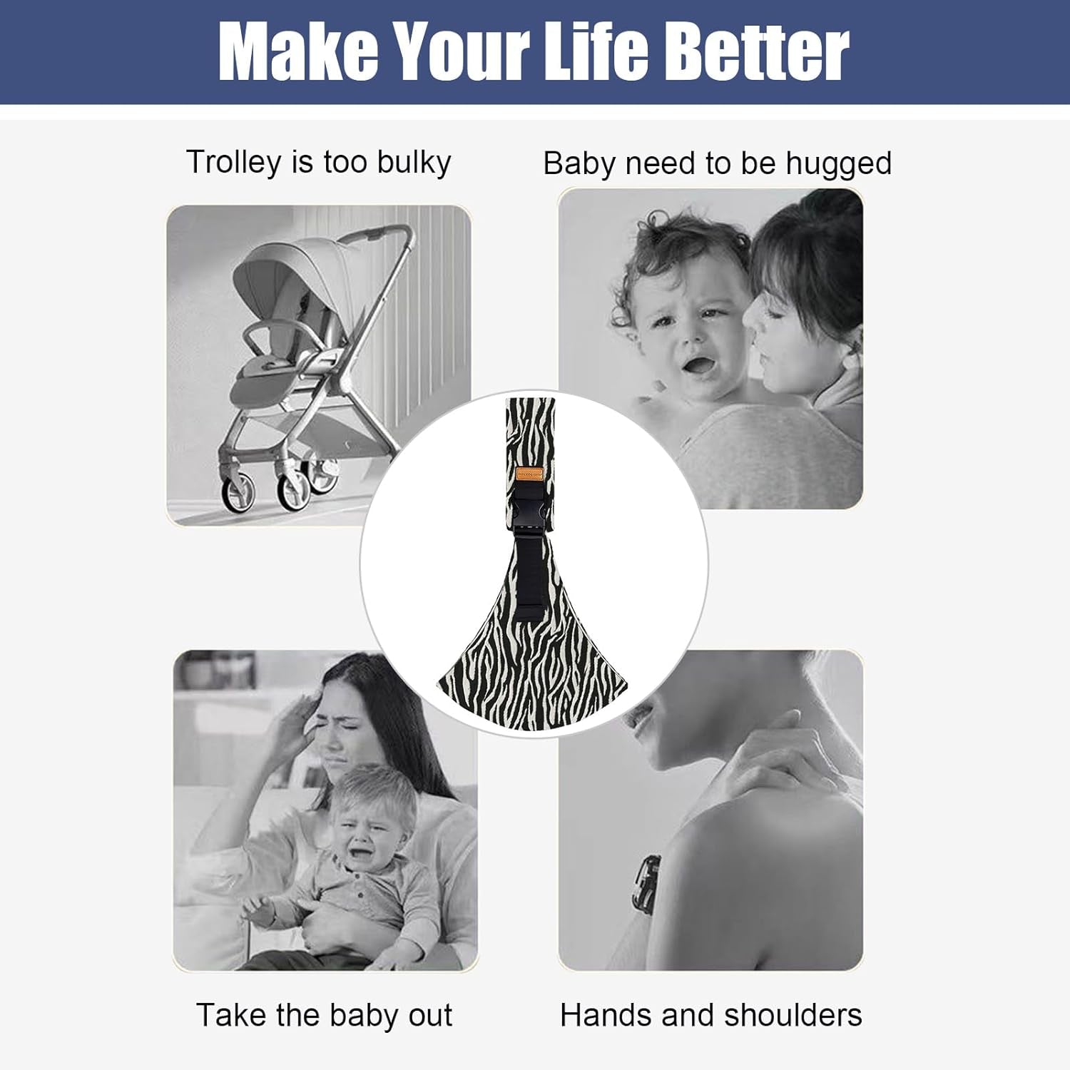 Baby Sling Carrier,Baby Carrier Newborn to Toddler,Adjustable and Lightweight Toddler Carrier(10-30Lbs),Baby Sling with Safety Buckle(Cloth,Brown)