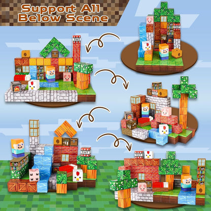 Magnetic Blocks |100PCS Magnetic Building Cube Game, Constructions Toys for Boys & Girls Age 3-4, 5 6 7 8 9 10, STEM Montessori Stacking Toy, Sensory Tiles Building Birthday for Toddlers