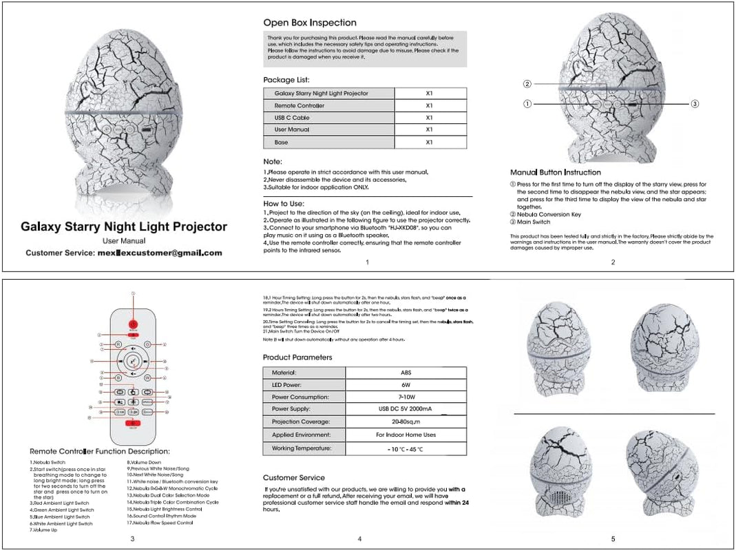 Dinoglow Egg Projector, Dinoglow 4 in 1 Northern Lights Projector, Night Lights, Dinosaur Egg Aurora Star Projector Night Light (White)