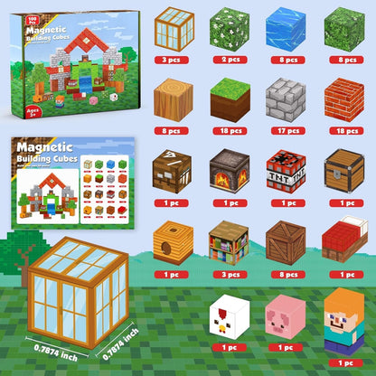Magnetic Blocks |100PCS Magnetic Building Cube Game, Constructions Toys for Boys & Girls Age 3-4, 5 6 7 8 9 10, STEM Montessori Stacking Toy, Sensory Tiles Building Birthday for Toddlers