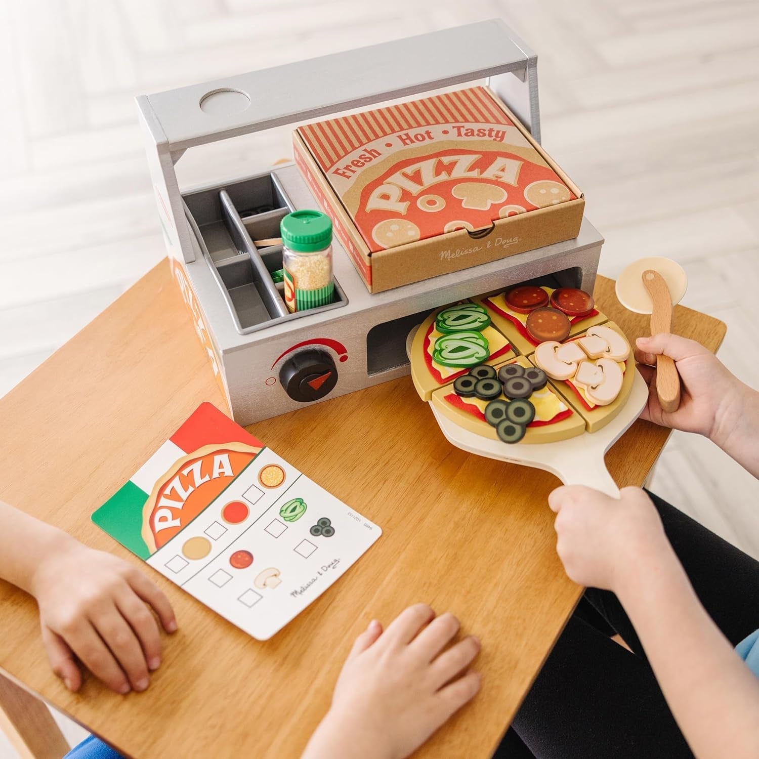 Top & Bake Wooden Pizza Counter Play Set (41 Pcs) - FSC Certified