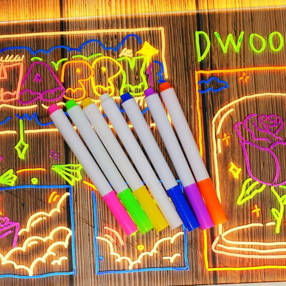 2025 LED Note Board with 7 Colors Pen,Magic Note Board Glowing Acrylic Message Marker Board with Light,Led Illuminated Drawing Board Light up Dry Erase Board with Stand for Office School Home 8 * 8In