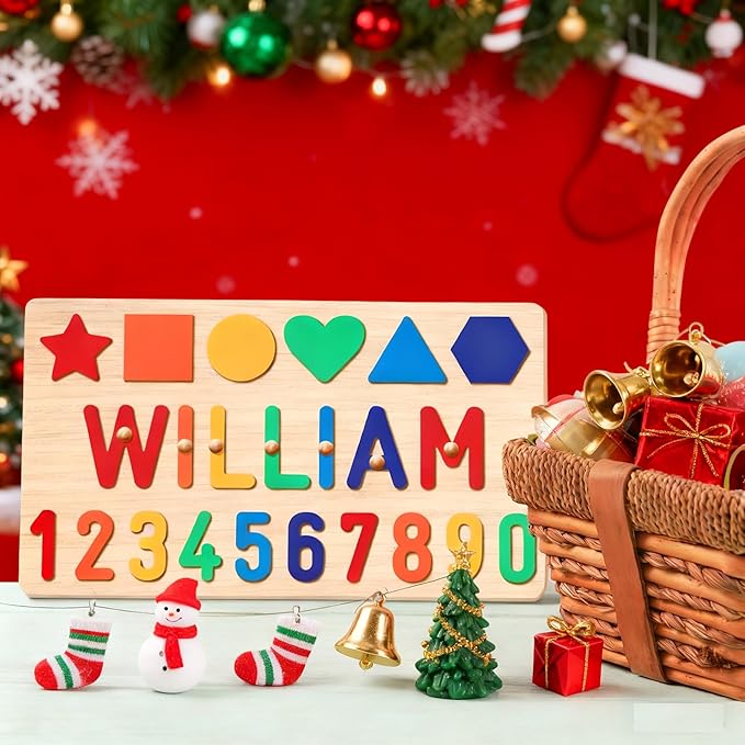 Personalized Numbers And Shapes Wooden Name Puzzle