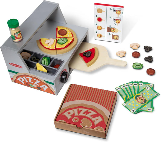Top & Bake Wooden Pizza Counter Play Set (41 Pcs) - FSC Certified