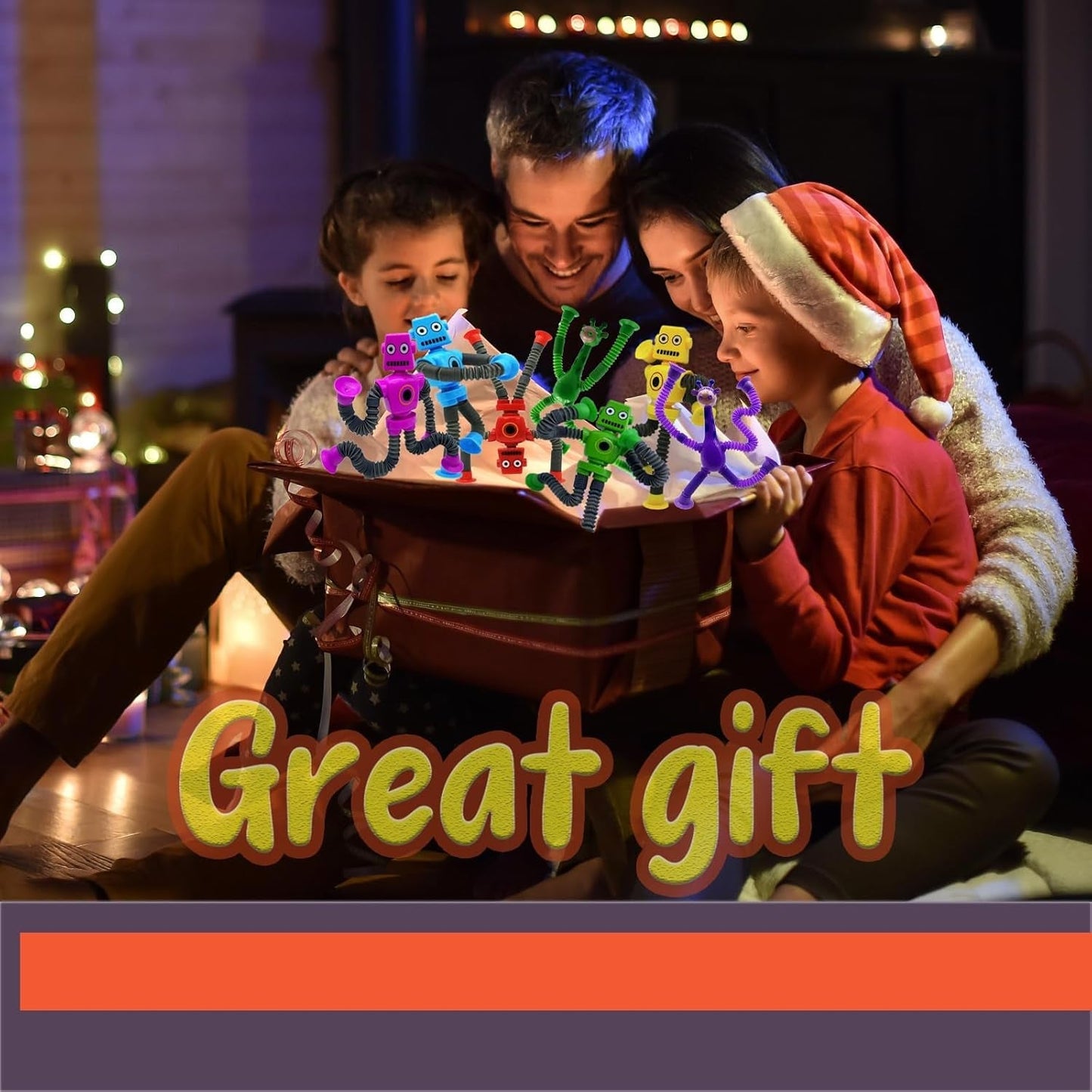 6PCS Telescopic Suction Cup Robot Toy,Pop Tubes,Toys for Kids,Toddler Travel Toys,Toddler Sensory Toys,Figette Toys,Fidget Toys for Kids,Treasure Box Prizes,Small Toys for Kids Prizes