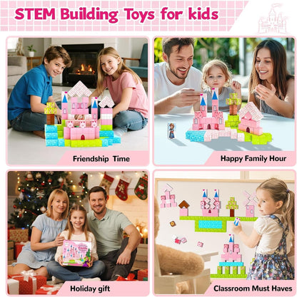 64 Pcs Magnetic Blocks-Princess Castle Collection World,Magnetic Building Blocks for 3+ Year Old Boys & Girls, Creative STEM Sensory Toys,Christmas Birthday Gifts for Kids Ages 3-8