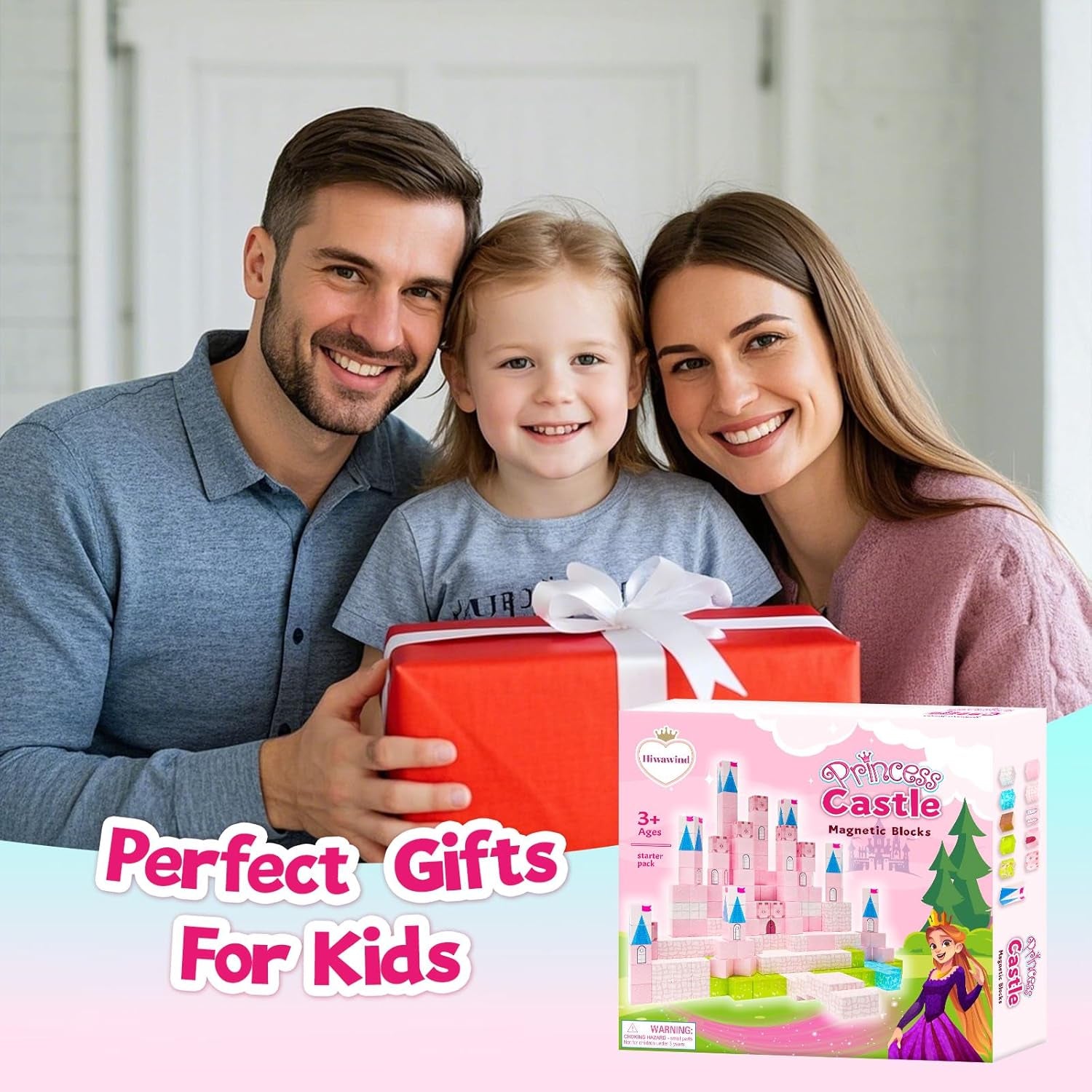 64 Pcs Magnetic Blocks-Princess Castle Collection World,Magnetic Building Blocks for 3+ Year Old Boys & Girls, Creative STEM Sensory Toys,Christmas Birthday Gifts for Kids Ages 3-8