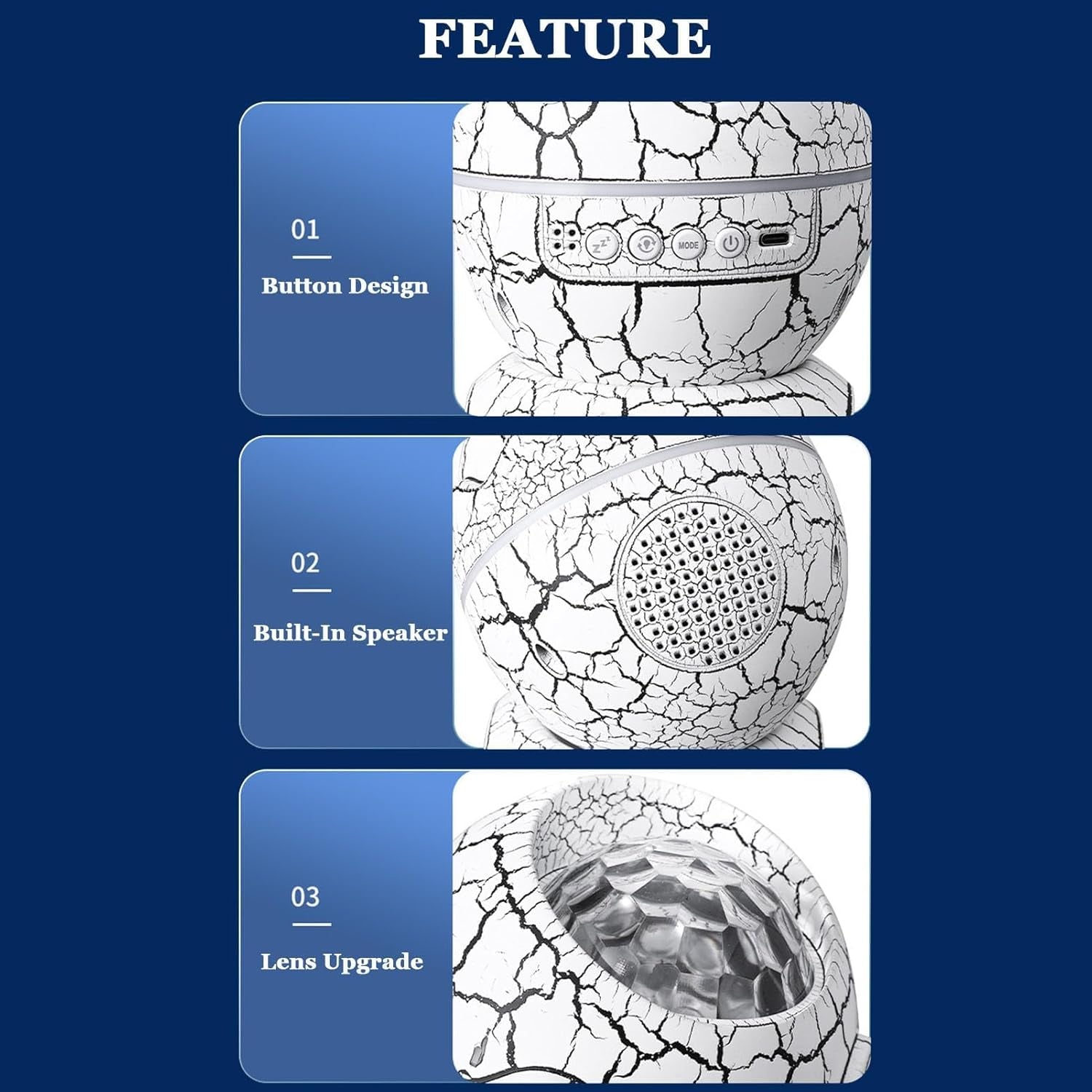 Dinoglow Egg Projector, Dinoglow 4 in 1 Northern Lights Projector, Night Lights, Dinosaur Egg Aurora Star Projector Night Light (White)